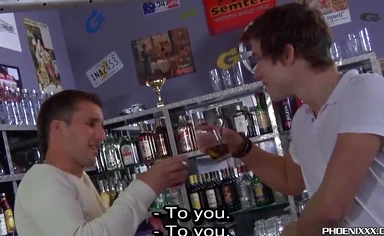 Cute barman pounds customers ass