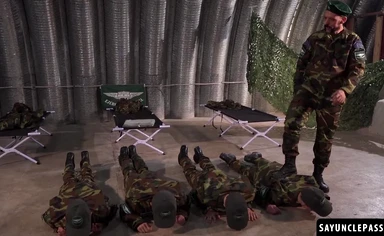 Sergeant Joris Leonard gives his new cadets the taste of his big dick